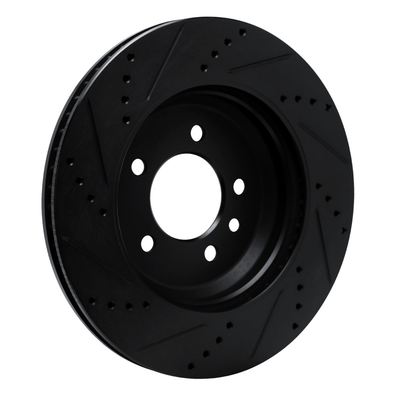 Land Rover Defender 110 Brake Rotor (1) - Rear Left - R1 Concepts - Drilled & Slotted - Black - `20-`25